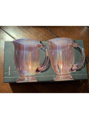Casa Delleleganza Arabella Coffee & Tea Set 16 Oz Each Blush Finish Set Of 2 Gla